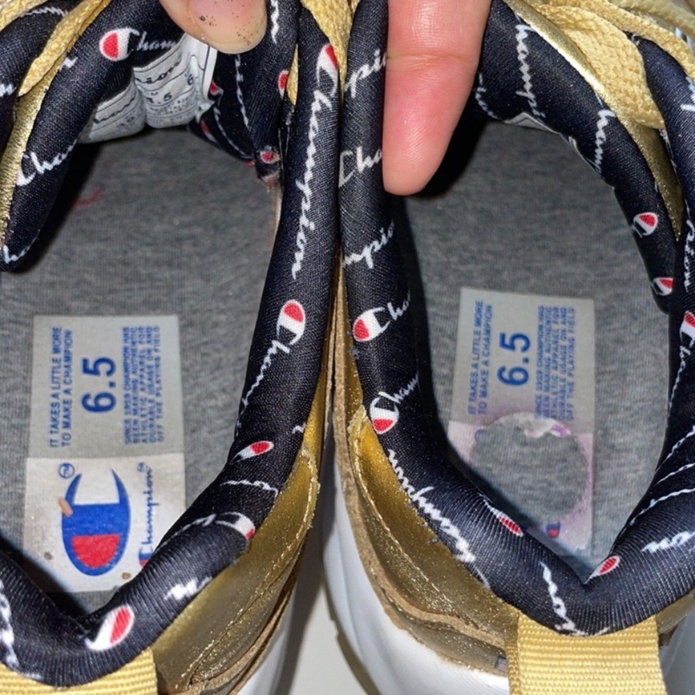 Champion gold leather sneakers 8 woman 6.5 youth - Picture 10 of 10